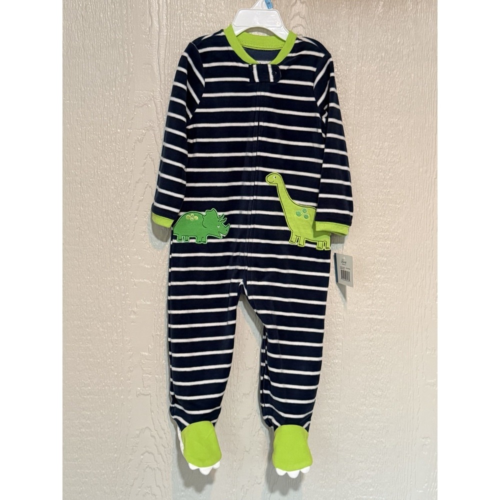 NWT LITTLE ME - Baby Long Sleeve Dino Fleece Footed Pajamas 24 Months